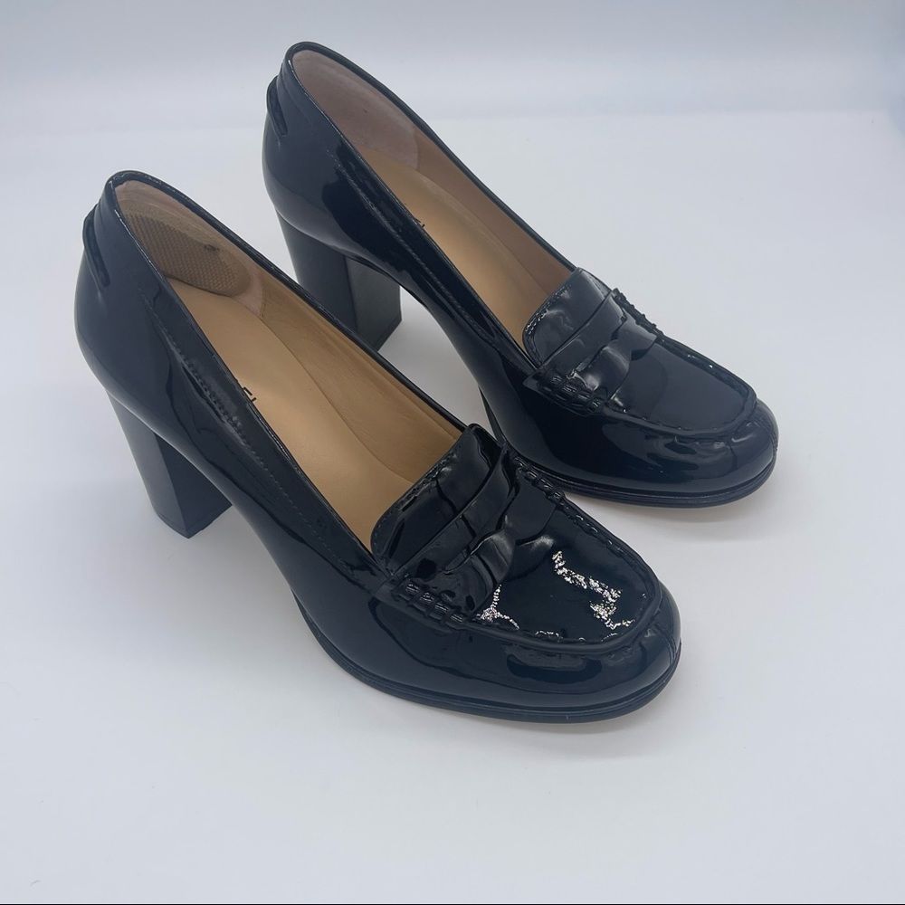 Michael Kors Black Patent Leather Penny Loafer Heels